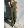 image:imagePRETTYGARDEN 2 Piece Lounge Sets For Women 2026 Summer Casual Outfits Cap Sleeve Belted Crop Tops Wide Palazzo Leg PantsArmy Green