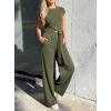 image:imagePRETTYGARDEN 2 Piece Lounge Sets For Women 2026 Summer Casual Outfits Cap Sleeve Belted Crop Tops Wide Palazzo Leg PantsArmy Green