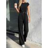 image:imagePRETTYGARDEN 2 Piece Lounge Sets For Women 2026 Summer Casual Outfits Cap Sleeve Belted Crop Tops Wide Palazzo Leg PantsBlack
