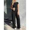image:imagePRETTYGARDEN 2 Piece Lounge Sets For Women 2026 Summer Casual Outfits Cap Sleeve Belted Crop Tops Wide Palazzo Leg PantsBlack