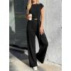 image:imagePRETTYGARDEN 2 Piece Lounge Sets For Women 2026 Summer Casual Outfits Cap Sleeve Belted Crop Tops Wide Palazzo Leg PantsBlack