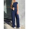 image:imagePRETTYGARDEN 2 Piece Lounge Sets For Women 2026 Summer Casual Outfits Cap Sleeve Belted Crop Tops Wide Palazzo Leg PantsNavy