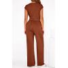 image:imagePRETTYGARDEN 2 Piece Lounge Sets For Women 2026 Summer Casual Outfits Cap Sleeve Belted Crop Tops Wide Palazzo Leg PantsRed Brown