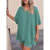 image:imagePRETTYGARDEN 2 Piece Sets for Women Summer 2026 Lounge Short Set Spring Matching Biker Shorts V Neck Oversized Shirt ClothingFruit Green