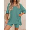 image:imagePRETTYGARDEN 2 Piece Sets for Women Summer 2026 Lounge Short Set Spring Matching Biker Shorts V Neck Oversized Shirt ClothingFruit Green