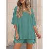 image:imagePRETTYGARDEN 2 Piece Sets for Women Summer 2026 Lounge Short Set Spring Matching Biker Shorts V Neck Oversized Shirt ClothingFruit Green