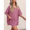 image:imagePRETTYGARDEN 2 Piece Sets for Women Summer 2026 Lounge Short Set Spring Matching Biker Shorts V Neck Oversized Shirt ClothingPink