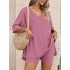 image:imagePRETTYGARDEN 2 Piece Sets for Women Summer 2026 Lounge Short Set Spring Matching Biker Shorts V Neck Oversized Shirt ClothingPink