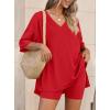image:imagePRETTYGARDEN 2 Piece Sets for Women Summer 2026 Lounge Short Set Spring Matching Biker Shorts V Neck Oversized Shirt ClothingRed