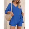 image:imagePRETTYGARDEN 2 Piece Sets for Women Summer 2026 Lounge Short Set Spring Matching Biker Shorts V Neck Oversized Shirt ClothingRoyal Blue