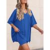 image:imagePRETTYGARDEN 2 Piece Sets for Women Summer 2026 Lounge Short Set Spring Matching Biker Shorts V Neck Oversized Shirt ClothingRoyal Blue