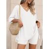 image:imagePRETTYGARDEN 2 Piece Sets for Women Summer 2026 Lounge Short Set Spring Matching Biker Shorts V Neck Oversized Shirt ClothingWhite