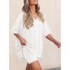 image:imagePRETTYGARDEN 2 Piece Sets for Women Summer 2026 Lounge Short Set Spring Matching Biker Shorts V Neck Oversized Shirt ClothingWhite