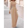 image:imagePRETTYGARDEN Matching Sets Women Clothing 2026 Fall Fashion Travel 2 Piece Lounge Sets Long Sleeve Crop Top Wide Leg PantsApricot