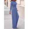 image:imagePRETTYGARDEN Matching Sets Women Clothing 2026 Fall Fashion Travel 2 Piece Lounge Sets Long Sleeve Crop Top Wide Leg PantsBlue