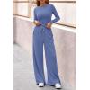 image:imagePRETTYGARDEN Matching Sets Women Clothing 2026 Fall Fashion Travel 2 Piece Lounge Sets Long Sleeve Crop Top Wide Leg PantsBlue