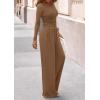 image:imagePRETTYGARDEN Matching Sets Women Clothing 2026 Fall Fashion Travel 2 Piece Lounge Sets Long Sleeve Crop Top Wide Leg PantsDark Khaki