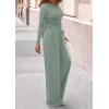 image:imagePRETTYGARDEN Matching Sets Women Clothing 2026 Fall Fashion Travel 2 Piece Lounge Sets Long Sleeve Crop Top Wide Leg PantsGreen