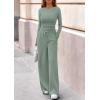 image:imagePRETTYGARDEN Matching Sets Women Clothing 2026 Fall Fashion Travel 2 Piece Lounge Sets Long Sleeve Crop Top Wide Leg PantsGreen