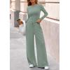 image:imagePRETTYGARDEN Matching Sets Women Clothing 2026 Fall Fashion Travel 2 Piece Lounge Sets Long Sleeve Crop Top Wide Leg PantsGreen