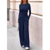 image:imagePRETTYGARDEN Matching Sets Women Clothing 2026 Fall Fashion Travel 2 Piece Lounge Sets Long Sleeve Crop Top Wide Leg PantsNavy