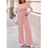 image:imagePRETTYGARDEN Matching Sets Women Clothing 2026 Fall Fashion Travel 2 Piece Lounge Sets Long Sleeve Crop Top Wide Leg PantsPink