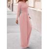 image:imagePRETTYGARDEN Matching Sets Women Clothing 2026 Fall Fashion Travel 2 Piece Lounge Sets Long Sleeve Crop Top Wide Leg PantsPink