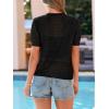 image:imagePRETTYGARDEN Women Summer Crochet Puff Short Sleeve Cardigan Lightweight Spring Cropped Button Up Beach Knit Sweater TopsBlack