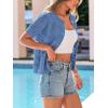 image:imagePRETTYGARDEN Women Summer Crochet Puff Short Sleeve Cardigan Lightweight Spring Cropped Button Up Beach Knit Sweater TopsBlue