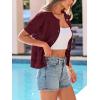 image:imagePRETTYGARDEN Women Summer Crochet Puff Short Sleeve Cardigan Lightweight Spring Cropped Button Up Beach Knit Sweater TopsBurgundy