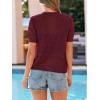 image:imagePRETTYGARDEN Women Summer Crochet Puff Short Sleeve Cardigan Lightweight Spring Cropped Button Up Beach Knit Sweater TopsBurgundy