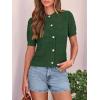 image:imagePRETTYGARDEN Women Summer Crochet Puff Short Sleeve Cardigan Lightweight Spring Cropped Button Up Beach Knit Sweater TopsGreen