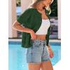 image:imagePRETTYGARDEN Women Summer Crochet Puff Short Sleeve Cardigan Lightweight Spring Cropped Button Up Beach Knit Sweater TopsGreen