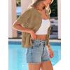 image:imagePRETTYGARDEN Women Summer Crochet Puff Short Sleeve Cardigan Lightweight Spring Cropped Button Up Beach Knit Sweater TopsKhaki