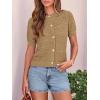 image:imagePRETTYGARDEN Women Summer Crochet Puff Short Sleeve Cardigan Lightweight Spring Cropped Button Up Beach Knit Sweater TopsKhaki