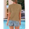 image:imagePRETTYGARDEN Women Summer Crochet Puff Short Sleeve Cardigan Lightweight Spring Cropped Button Up Beach Knit Sweater TopsKhaki
