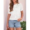 image:imagePRETTYGARDEN Women Summer Crochet Puff Short Sleeve Cardigan Lightweight Spring Cropped Button Up Beach Knit Sweater TopsWhite