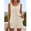 image:imagePRETTYGARDEN Womens 2 Piece Matching Sets 2026 Fashion Suit Vest Tops Shorts Set Spring Business Casual Vacation OutfitsBeige