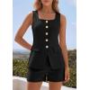 image:imagePRETTYGARDEN Womens 2 Piece Matching Sets 2026 Fashion Suit Vest Tops Shorts Set Spring Business Casual Vacation OutfitsBlack