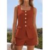 image:imagePRETTYGARDEN Womens 2 Piece Matching Sets 2026 Fashion Suit Vest Tops Shorts Set Spring Business Casual Vacation OutfitsBrick Red