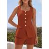 image:imagePRETTYGARDEN Womens 2 Piece Matching Sets 2026 Fashion Suit Vest Tops Shorts Set Spring Business Casual Vacation OutfitsBrick Red