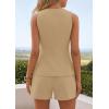 image:imagePRETTYGARDEN Womens 2 Piece Matching Sets 2026 Fashion Suit Vest Tops Shorts Set Spring Business Casual Vacation OutfitsKhaki