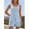 image:imagePRETTYGARDEN Womens 2 Piece Matching Sets 2026 Fashion Suit Vest Tops Shorts Set Spring Business Casual Vacation OutfitsLight Blue