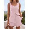 image:imagePRETTYGARDEN Womens 2 Piece Matching Sets 2026 Fashion Suit Vest Tops Shorts Set Spring Business Casual Vacation OutfitsPink