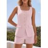 image:imagePRETTYGARDEN Womens 2 Piece Matching Sets 2026 Fashion Suit Vest Tops Shorts Set Spring Business Casual Vacation OutfitsPink
