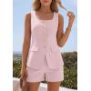 image:imagePRETTYGARDEN Womens 2 Piece Matching Sets 2026 Fashion Suit Vest Tops Shorts Set Spring Business Casual Vacation OutfitsPink