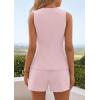image:imagePRETTYGARDEN Womens 2 Piece Matching Sets 2026 Fashion Suit Vest Tops Shorts Set Spring Business Casual Vacation OutfitsPink