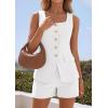 image:imagePRETTYGARDEN Womens 2 Piece Matching Sets 2026 Fashion Suit Vest Tops Shorts Set Spring Business Casual Vacation OutfitsWhite