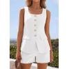 image:imagePRETTYGARDEN Womens 2 Piece Matching Sets 2026 Fashion Suit Vest Tops Shorts Set Spring Business Casual Vacation OutfitsWhite