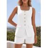 image:imagePRETTYGARDEN Womens 2 Piece Matching Sets 2026 Fashion Suit Vest Tops Shorts Set Spring Business Casual Vacation OutfitsWhite